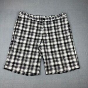 Slazenger Mens Black White Plaid Golf Shorts Size 40 Polyester Performance